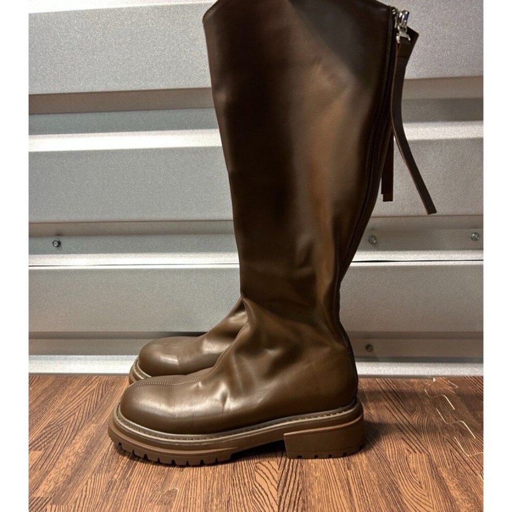 Christine Shell Paris Genuine Leather Y2K Chunky Combat Moto Boots 8